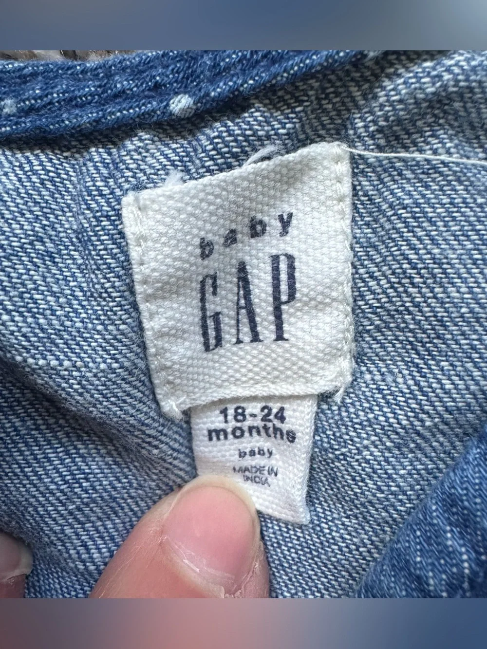 GAP Blue Denim Polka Dot Sleeveless Dress